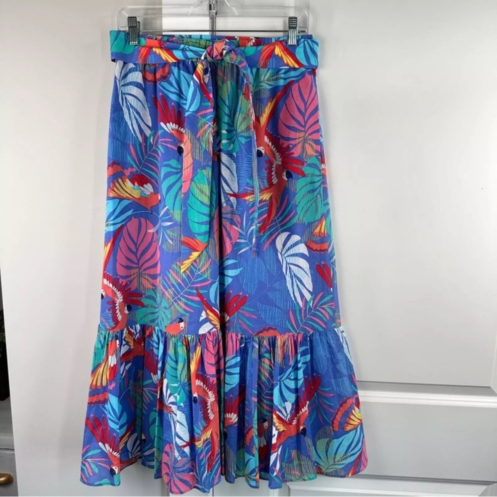 Talbots Voile Maxi Skirt Tropical Leaves Medium Petite